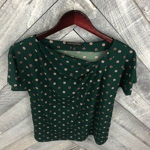 Banana Republic Dark Green Blouse with Pattern